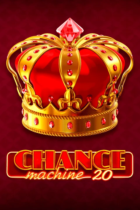 A golden crown with red jewels is displayed above the game title 'Chance machine 20' on a red background.